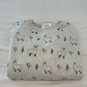 Gray Llama Print Sweatshirt Large
